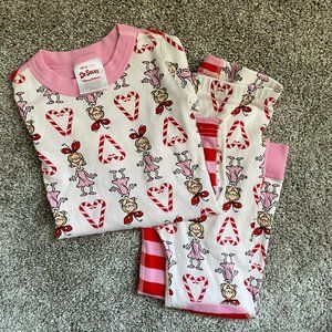 Hanna Andersson sz. 4 girls Dr.Seuss Cindy Lou Who Candy Cane Pajamas Grinch EUC